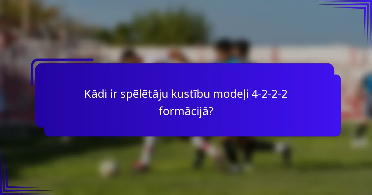 Kādi ir spēlētāju kustību modeļi 4-2-2-2 formācijā?
