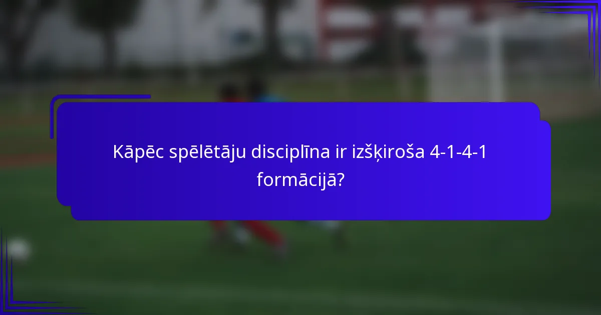 Kāpēc spēlētāju disciplīna ir izšķiroša 4-1-4-1 formācijā?
